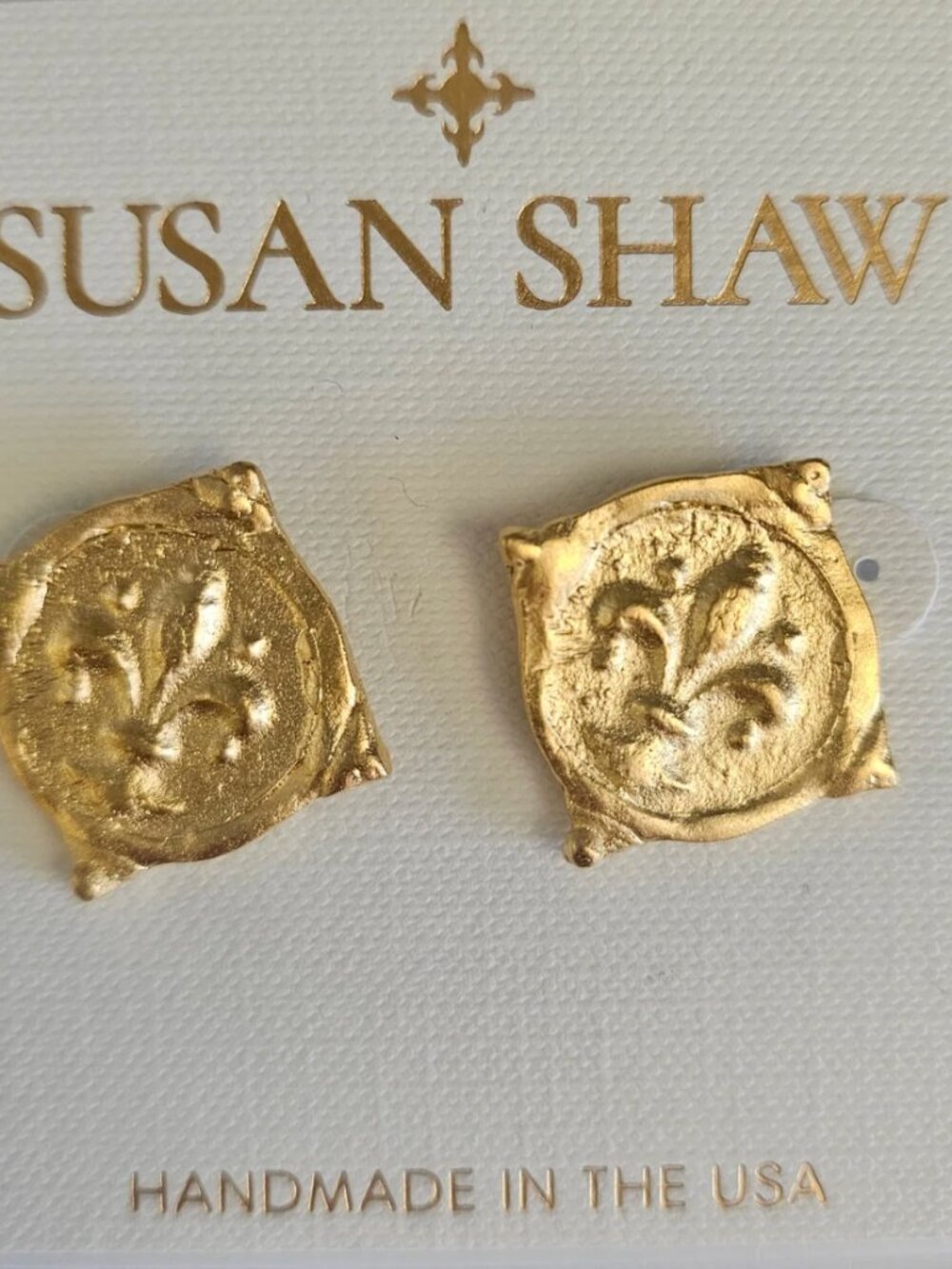 Susan Shaw Fleur-de-lis Intaglio studs